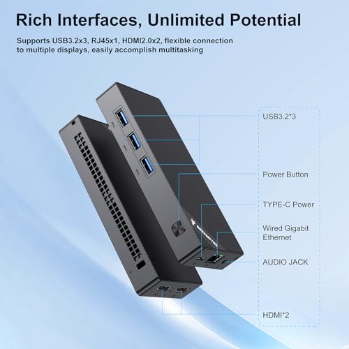 Mini PC, 12th Gen Alder Lake N100 (up to 3.4 GHz)- Stick Mini Computer, 12GB RAM 512GB SSD Small Desktop Pc, with 4K Dual Screen Display/USB3.2x3/WiFi 6/BT5.2/RJ45, Suitable for home/office/school