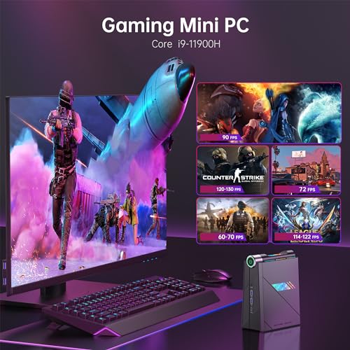 ACEMAGIC [Mini Gaming PC] Core i9-11900H up to 4.9GHz,Mini Computer Tower PC Dual Channel 16GB DDR4 512GB NVMe SSD, Support 3 Mode PERF Switch Desktop Computer 4K Triple Display,WiFi 6,BT 5.2
