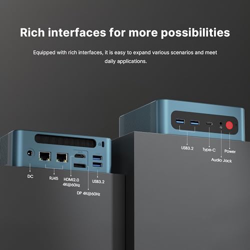 BOSGAME Intel Core-i7 MIini PC,12700H(14C/20T, up to 4.7GHz) 32GB DDR4 512GB M.2 SSD Mini Desktop Computer, Dual LAN, 4K Triple Display, WiFi 6E, Bluetooth 5.2