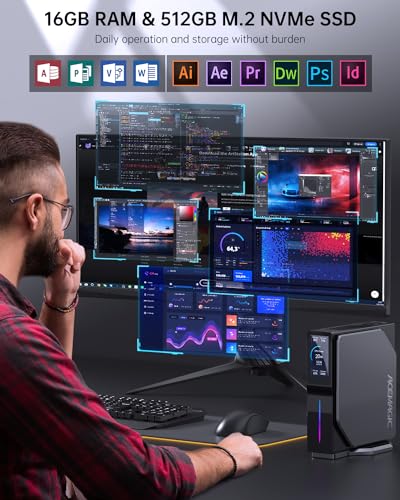 ACEMAGIC Mini PC Windows 11, S1 N97 (up to 3.6 GHz) 16GB DDR4 512GB M.2 SSD Mini Desktop Computer, [25W TDP] Mini Computer Dual LAN, WiFi6/BT5.2, Support 4K Dual Display Micro PC for Office Business