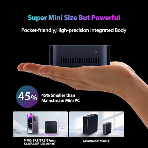 Blackview Mini PC Mini Computer MP80 Intel 12th Gen CPU N5095, 16GB RAM LPDDR5 512GB M.2 SSD, Mini Desktop Computers Micro PC Support 4K Triple Display/2.4/5G WiFi/Dual LAN/3 HDMI/3 USB Port