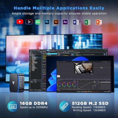 KAMRUI AK1PLUS Mini PC with Alder Lake N97(up to 3.60 GHz), 16GB RAM 512GB ROM Small Desktop Computer, 4K UHD Mini Computers Support WiFi 6 BT5.2 Dual HDMI LAN on Business Home Office Family-NAS