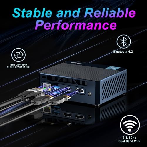 Fodenn Mini PC Windows 11 Pro,16GB RAM 512GB M.2 SSD, Intel 12th Alder Lake-N95(up to 3.4GHz), Mini Computers Desktop Support 2.5' SATA/Dual HDMI 4K/ 4 USB 3.2/ WiFi 5/ BT 4/ 1000M LAN for Home Office