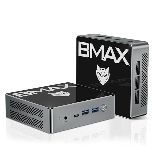 Bmax B4 Plus Mini PC, Intel N100(up to 3.4GHz), 16G DDR4/512GB SSD, Win-11 Pro, Type-C/HDMI Mini Desktop Computer, WiFi5 4K/60Hz Triple-Display BT4.2 Mini Computer for Business Home Office