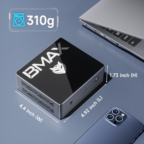 Bmax B4 Plus Mini PC, Intel N100(up to 3.4GHz), 16G DDR4/512GB SSD, Win-11 Pro, Type-C/HDMI Mini Desktop Computer, WiFi5 4K/60Hz Triple-Display BT4.2 Mini Computer for Business Home Office