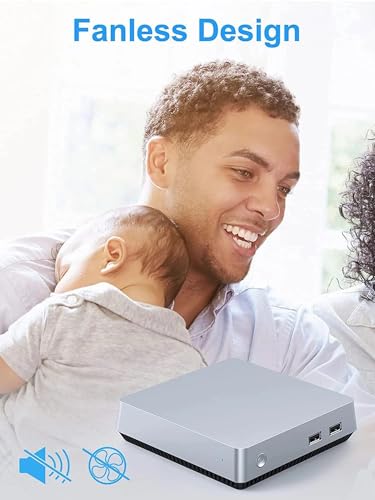 HTOOLS Fanless Mini PC Atom Z8350 Processor,Mini Computer with 2GB LDDR3 32GB EMMC,Mini Desktop Computer Support Dual Display/4K HD/2.4G+5G Dual-Band WiFi for Business Home Theater Business