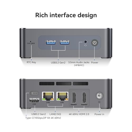 Beelink Mini PC, EQ12 16GB DDR5 500GB SSD, Intel Alder Lake-N100 (up to 3.4GHz), 2.5G Dual LAN Mini Computer Supports WiFi6, BT5.2, USB3.2, 4K@60Hz Triple Display, Home-Server/Network Firewall