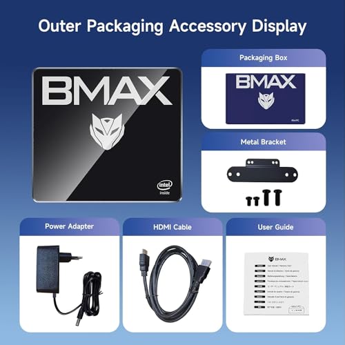 Bmax B4 Plus Mini PC, Intel N100(up to 3.4GHz), 16G DDR4/512GB SSD, Win-11 Pro, Type-C/HDMI Mini Desktop Computer, WiFi5 4K/60Hz Triple-Display BT4.2 Mini Computer for Business Home Office