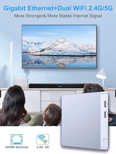 HTOOLS Fanless Mini PC Atom Z8350 Processor,Mini Computer with 2GB LDDR3 32GB EMMC,Mini Desktop Computer Support Dual Display/4K HD/2.4G+5G Dual-Band WiFi for Business Home Theater Business