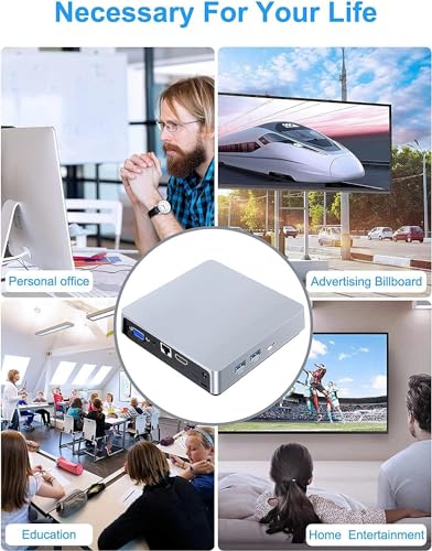 HTOOLS Fanless Mini PC Atom Z8350 Processor,Mini Computer with 2GB LDDR3 32GB EMMC,Mini Desktop Computer Support Dual Display/4K HD/2.4G+5G Dual-Band WiFi for Business Home Theater Business