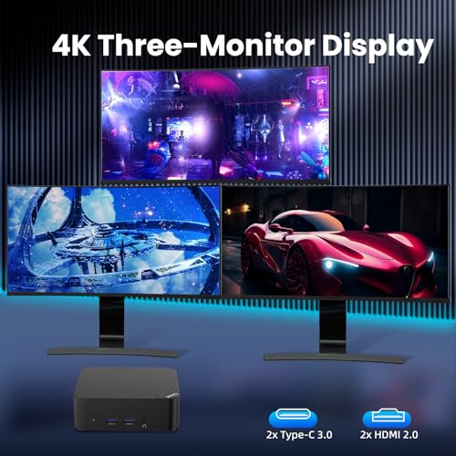 Mini Pc Desktop Computers Windows 11 Pro,12th N100 (3.40 GHz) 16GB DDR4 500GB SSD Micro Pc,4K Three-Monitor Display with 4 USB3.2, BT4.2,WiFi 5 Gigabit Ethernet Computer Tower for Home Office Gaming