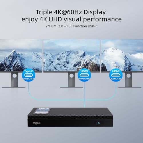 MeLE Mini PC Quieter 4C - 12th Gen N100, Fanless PC, 16GB RAM, 512GB ROM, Windows 11 Pro, 2.4/5G Wi-Fi, Full-Functional USB-C, 4K Triple Display Desktop PC on Home, Office, Education, Astrophotography