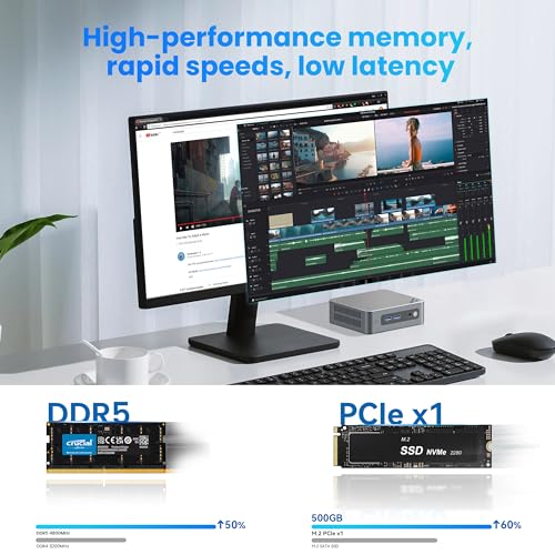 Beelink Mini PC, EQ12 16GB DDR5 500GB SSD, Intel Alder Lake-N100 (up to 3.4GHz), 2.5G Dual LAN Mini Computer Supports WiFi6, BT5.2, USB3.2, 4K@60Hz Triple Display, Home-Server/Network Firewall