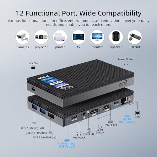 MeLE Mini PC Quieter 4C - 12th Gen N100, Fanless PC, 16GB RAM, 512GB ROM, Windows 11 Pro, 2.4/5G Wi-Fi, Full-Functional USB-C, 4K Triple Display Desktop PC on Home, Office, Education, Astrophotography