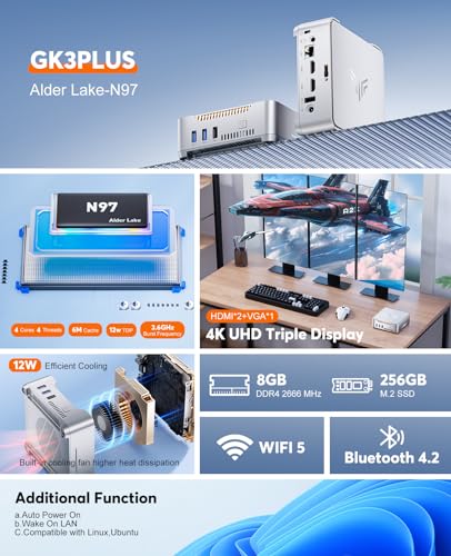 KAMRUI GK3Plus Mini PC - 4K, WiFi 5, Windows 11