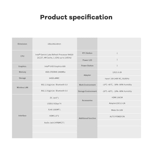 Beelink T5 Mini PC - Celeron N4020, 4GB RAM