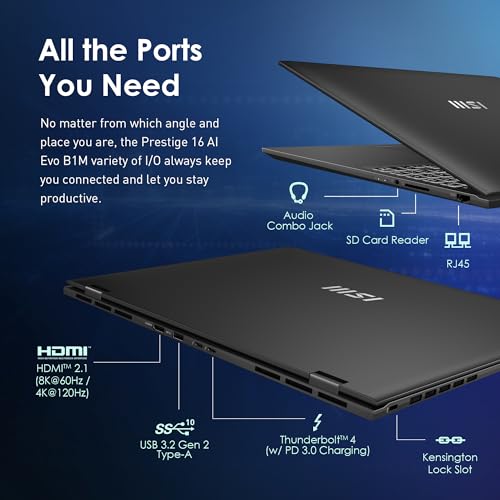 MSI Prestige 16 AI Evo Laptop with OLED Display