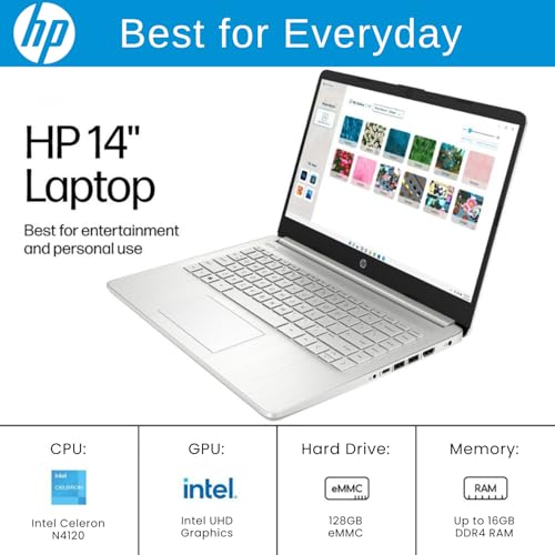 HP 14" Laptop with Intel Quad-Core Processor
