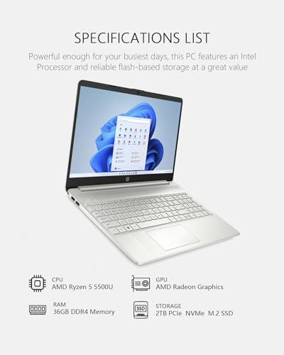 HP 15.6" FHD Laptop with Ryzen 5, 36GB RAM