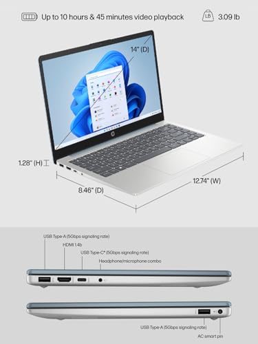 HP 14" HD Laptop with Intel i3, 12GB RAM