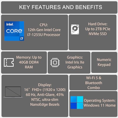 ASUS Vivobook Laptop 16" FHD+, Core i7, 40GB RAM