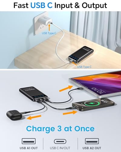 10,000mAh Fast Charging Power Bank with USB C