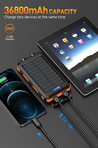 Power Bank Solar Charger 36800mAh with Flashlight