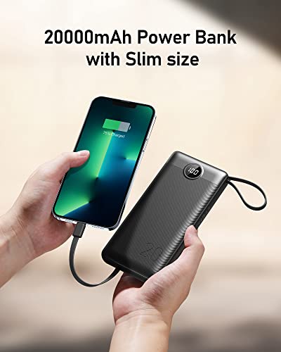 VEEKTOMX 20000mAh Power Bank with Built-in Cables