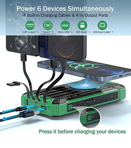 GOODaaa 36000mAh Wireless Power Bank with Cables