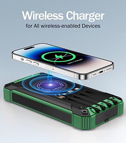 GOODaaa 36000mAh Wireless Power Bank with Cables