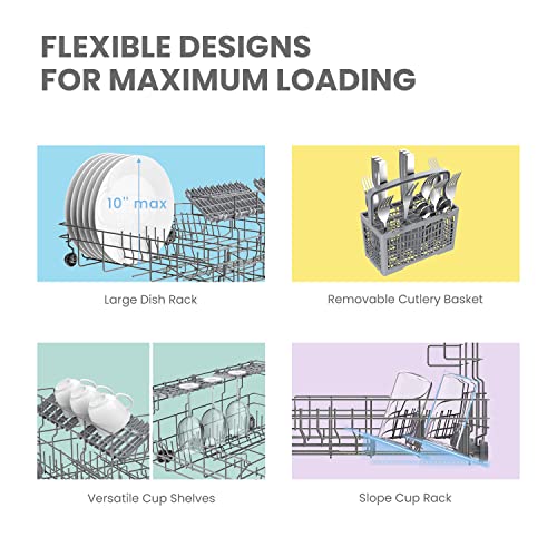 COMFEE' Portable Countertop Dishwasher, 6 Place Settings, 8 Programs