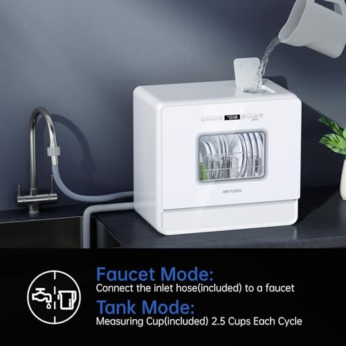 AIRMSEN Portable Countertop Dishwasher with 5L Water Tank