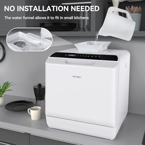 Hermitlux Countertop Portable Dishwasher with 5 Washing Programs