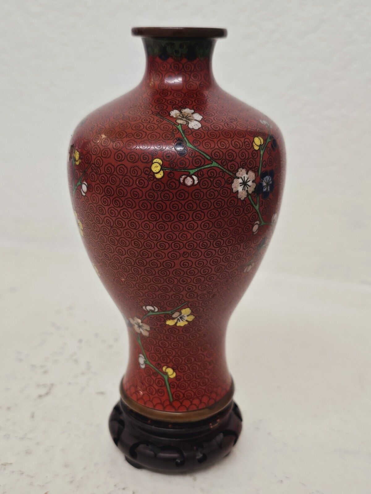 Edo Era 1700s Antique Cloisonne Ginbari Vase 7" X 4