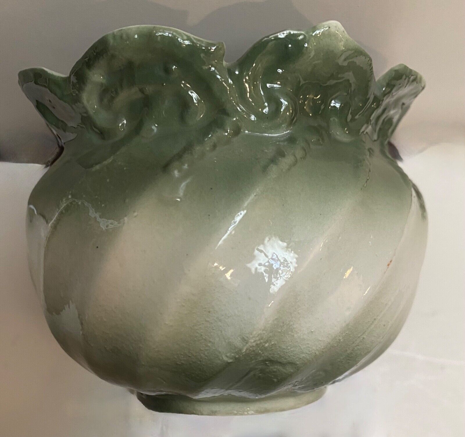 Embossed Porcelain Antique Cherub/Cupid Rose Vase German 1800's