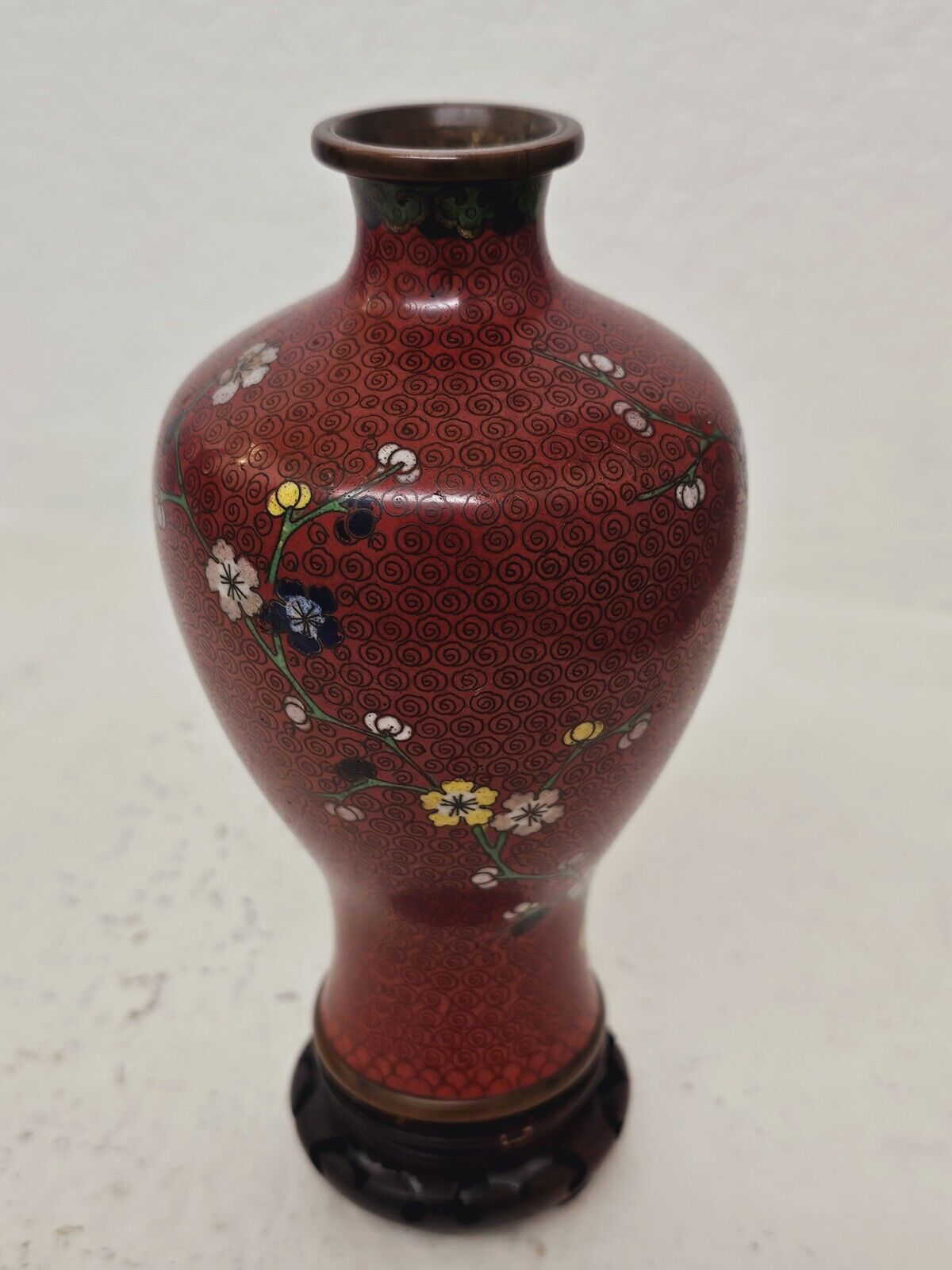 Edo Era 1700s Antique Cloisonne Ginbari Vase 7" X 4