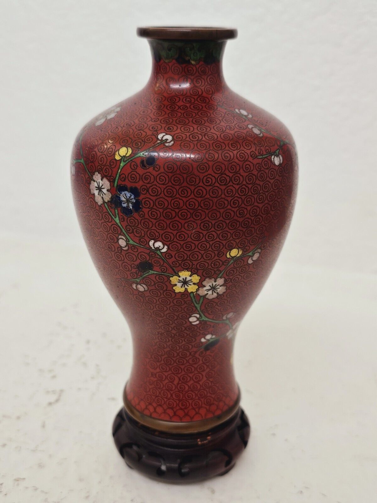 Edo Era 1700s Antique Cloisonne Ginbari Vase 7" X 4