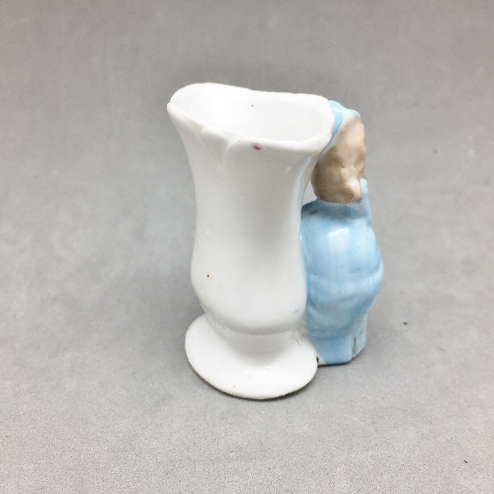 German Porcelain Toothpick Holder Miniature Vase Blue Lady