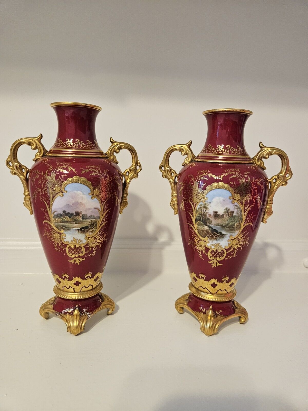 Antique Vases Coalport Porcelain circa 1700's Scotland +