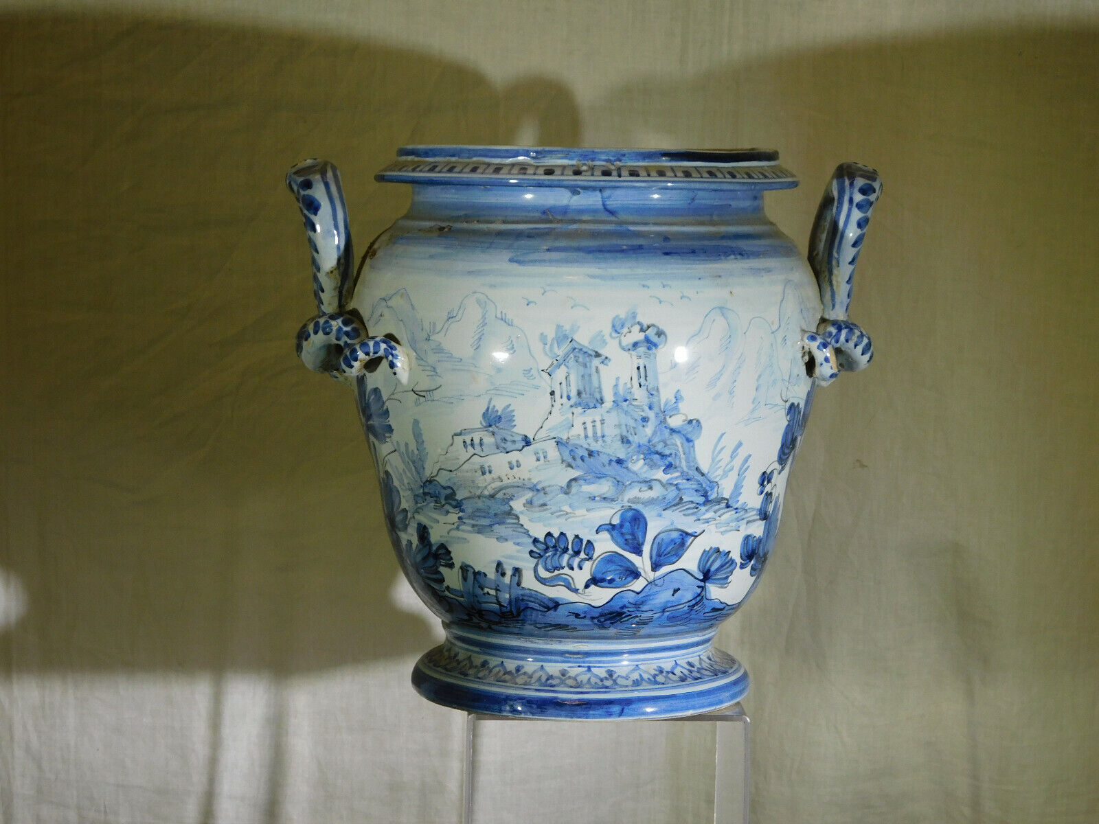 18th Century Hand-Painted Italian Planter/Vase by Guidobono