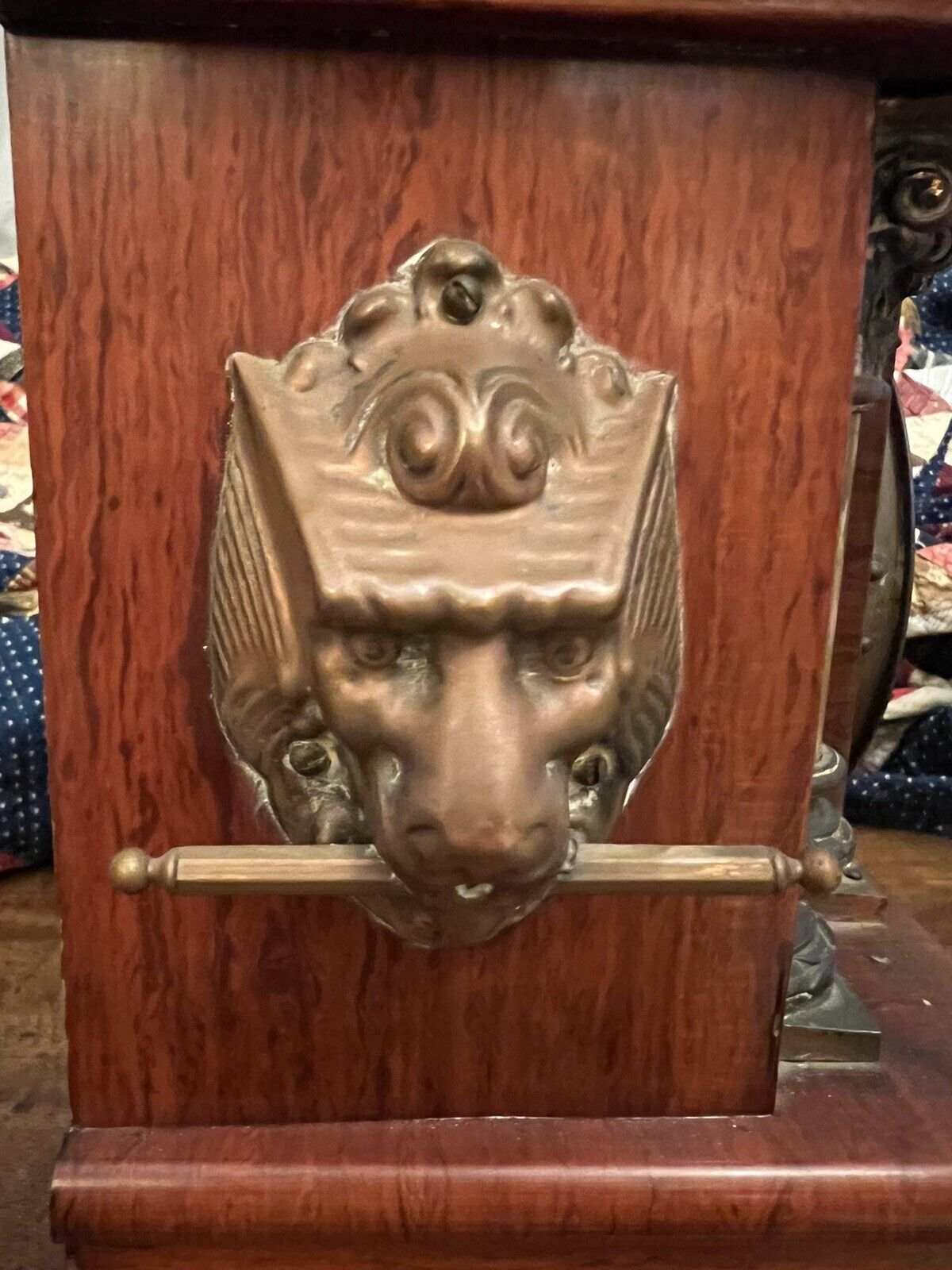 Antique Seth Thomas Adamantine Mantle Clock with Lions Heads