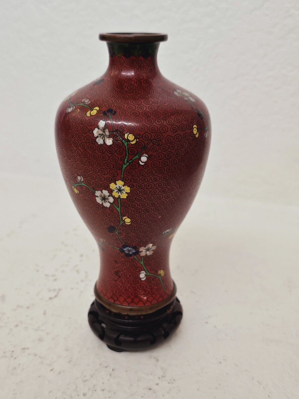 Edo Era 1700s Antique Cloisonne Ginbari Vase 7" X 4
