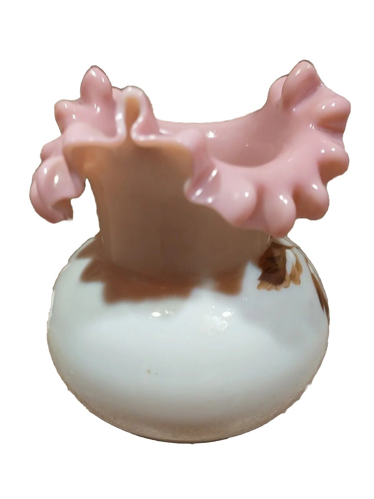 Victorian Bristol Hand-Painted Ruffled Vase 1800's Decoration Gilded