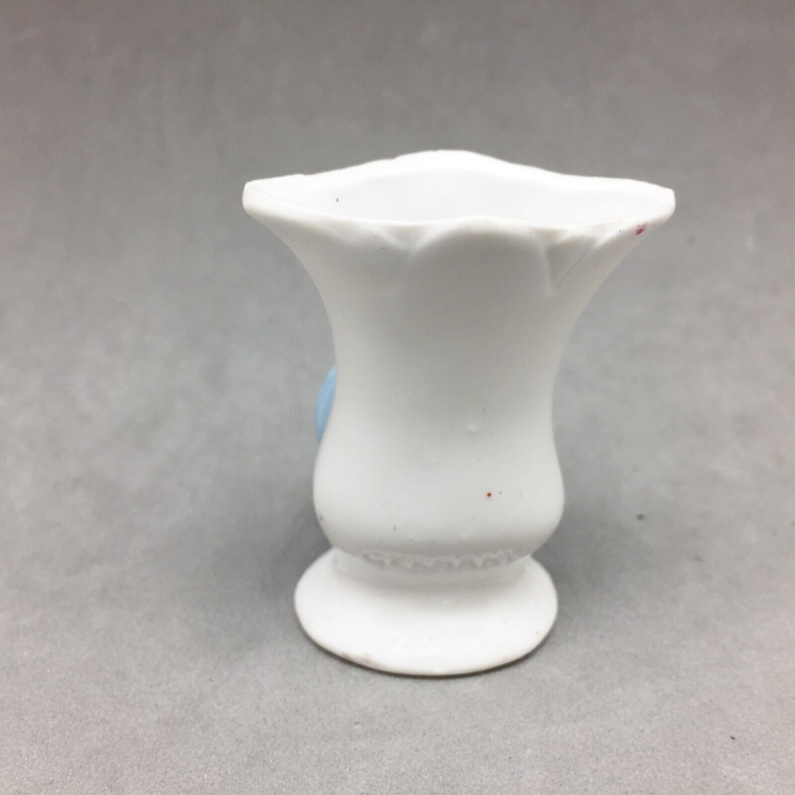 German Porcelain Toothpick Holder Miniature Vase Blue Lady