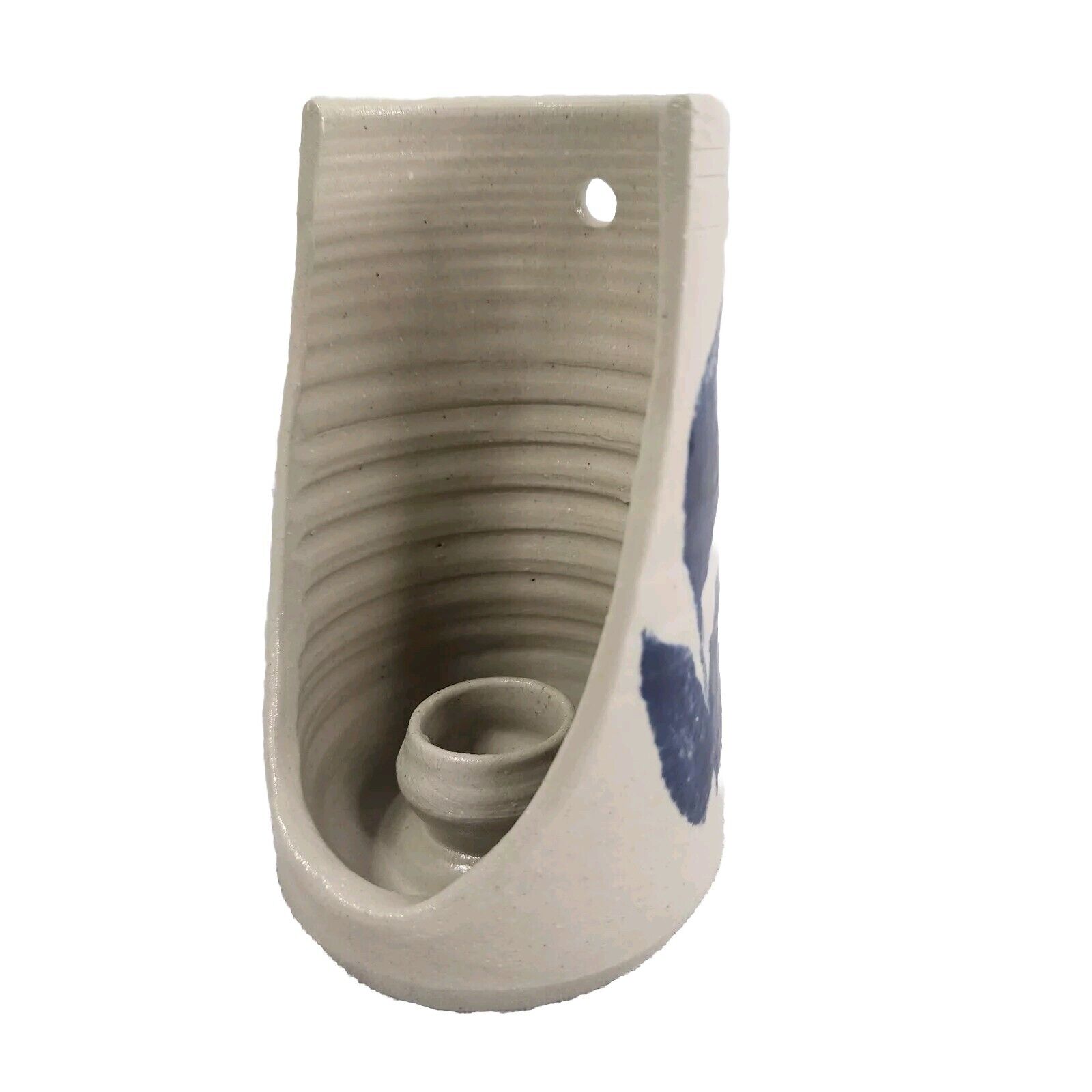 Blue Salt Glaze Williamsburg Pottery Wall Sconce Candle Holder