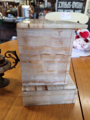 French Onix Mantel Clock Meuaille Vingenti Top Damage