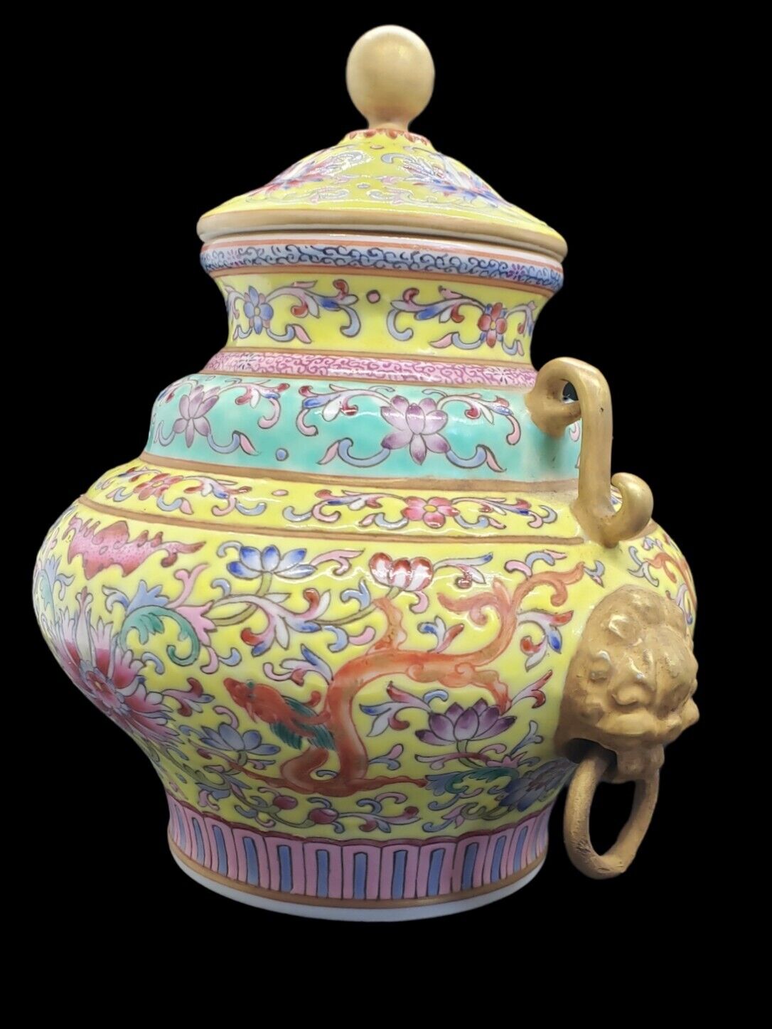 1700s Qianlong Famille Rose Yellow Ground Lotus Vase