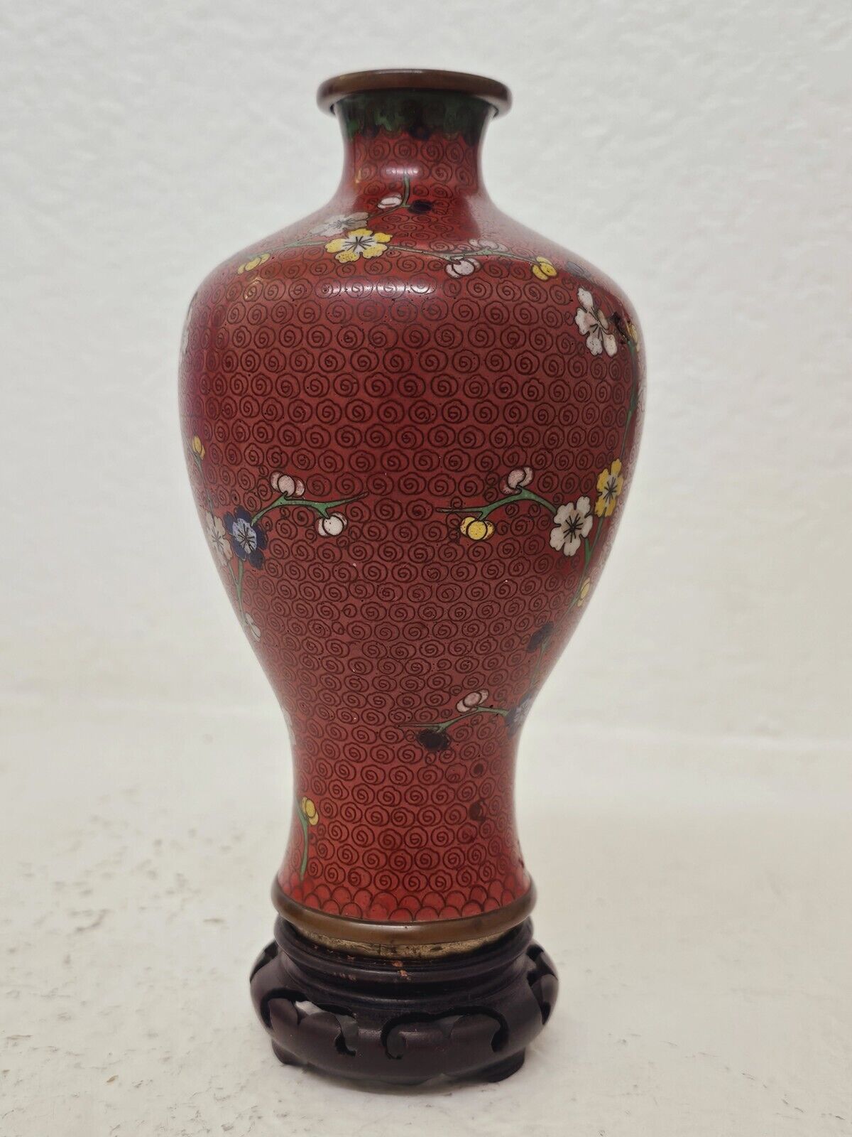 Edo Era 1700s Antique Cloisonne Ginbari Vase 7" X 4