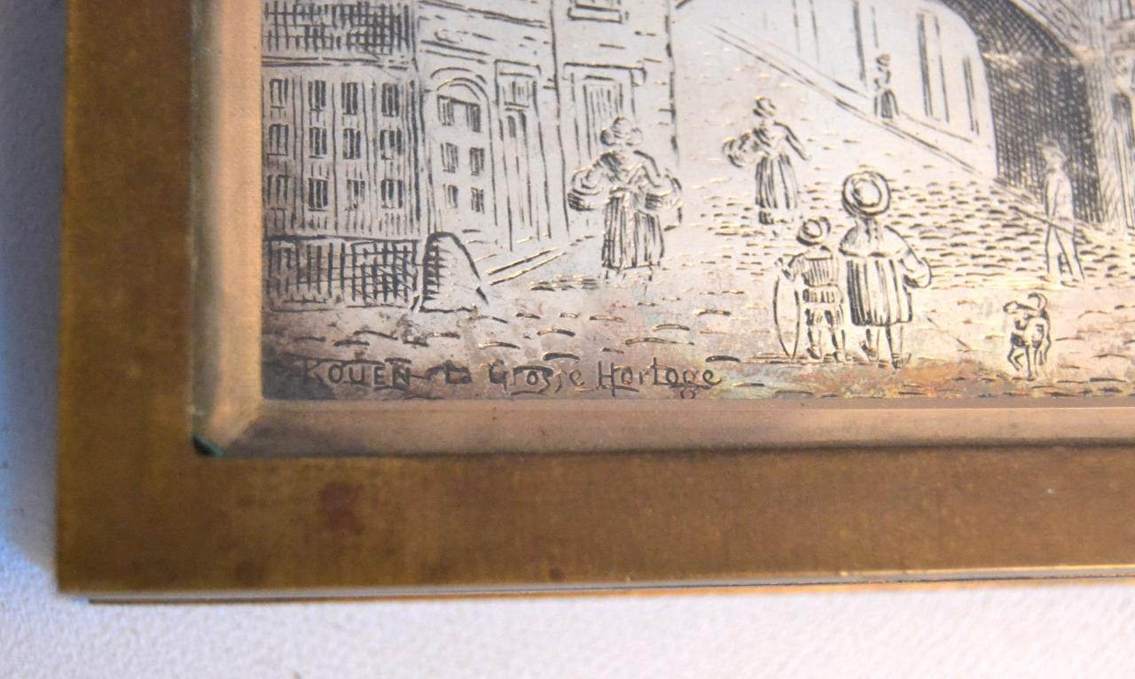 French Beveled Glass Silver Plaque Bronze Frame Clock