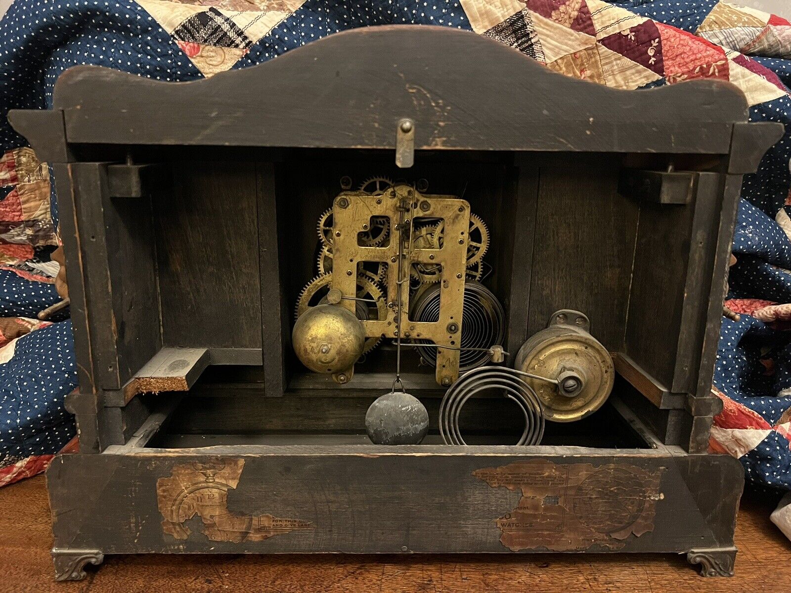 Antique Seth Thomas Adamantine Mantle Clock with Lions Heads